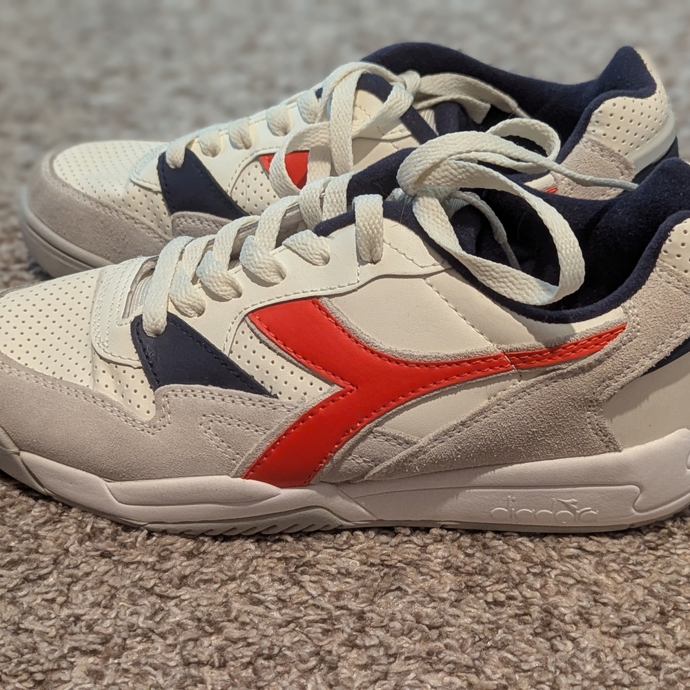 Diadora White and Red Athletic Shoes Retro Style